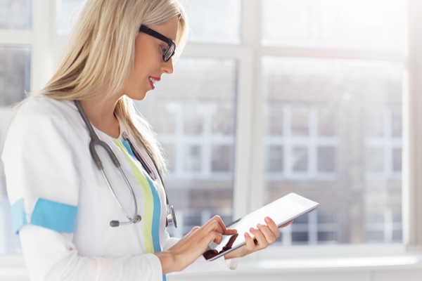 Image of doctor using a tablet