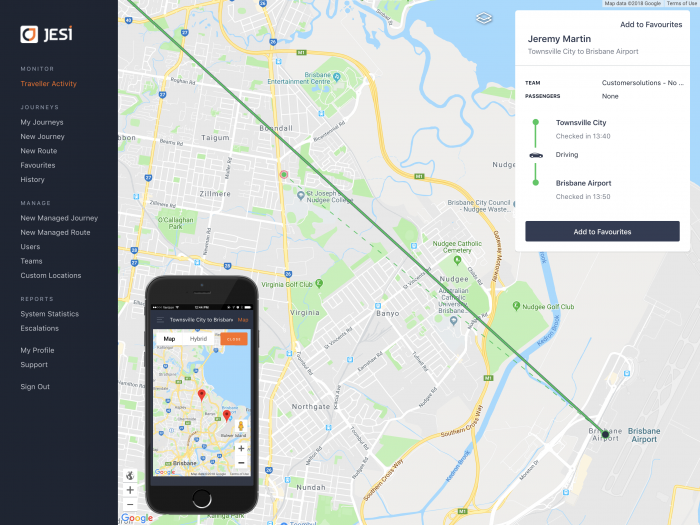 image of an activity of a user on a map with details and a phone icon