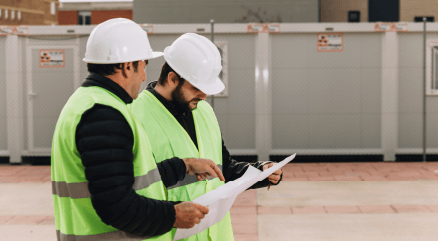 two safety managers conducting a safety observation based on the bite-sized safety observation guide